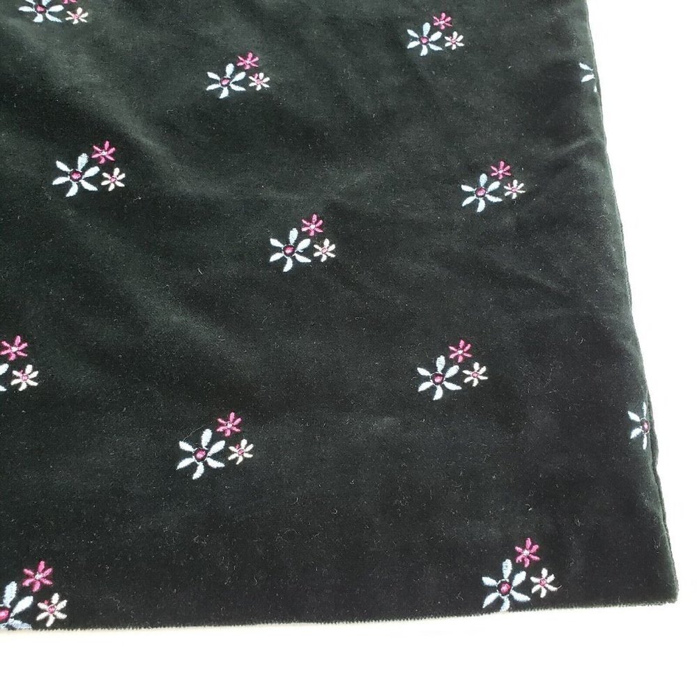 Hanna Andersson Velvet Floral Skirt Black Womens 8 Embroidered Pencil Lined - Picture 2 of 8